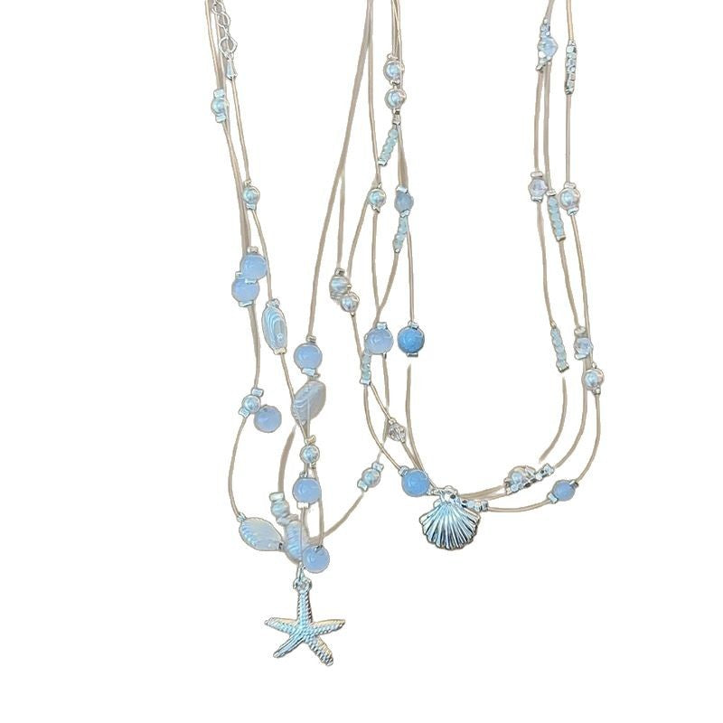 Wholesale Holiday Style Shell Necklace Braided Rope Clavicle Chain